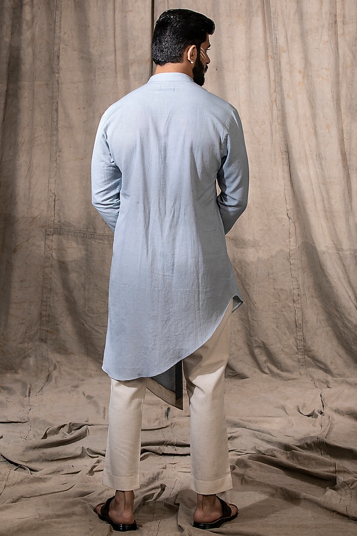 Aqua Cotton Linen Kurta by Shreyansh Designs at Pernia's Pop Up Shop