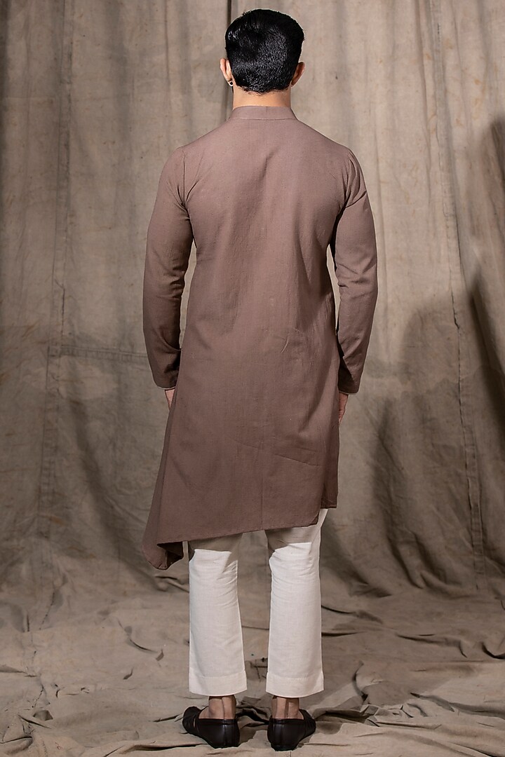Mud Brown Cotton Linen Kurta by Shreyansh Designs at Pernia's Pop Up Shop