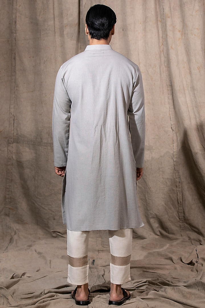 Grey Cotton Linen Asymmetrical Kurta by Shreyansh Designs at Pernia's Pop Up Shop