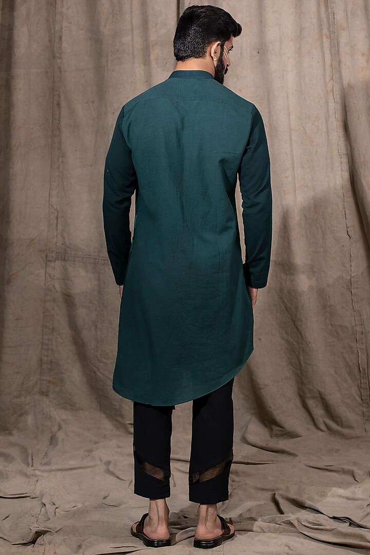 Green Cotton Linen Kurta by Shreyansh Designs at Pernia's Pop Up Shop