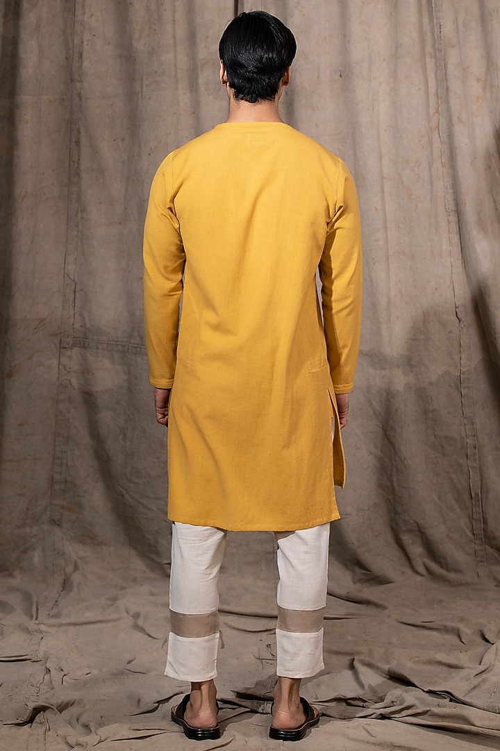 Mustard Cotton Linen Kurta by Shreyansh Designs at Pernia's Pop Up Shop