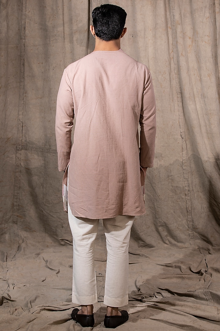 Blush Pink Cotton Linen Kurta by Shreyansh Designs at Pernia's Pop Up Shop