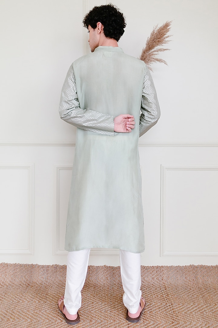 Mint Green Silk Kurta by Shreyansh Designs at Pernia's Pop Up Shop