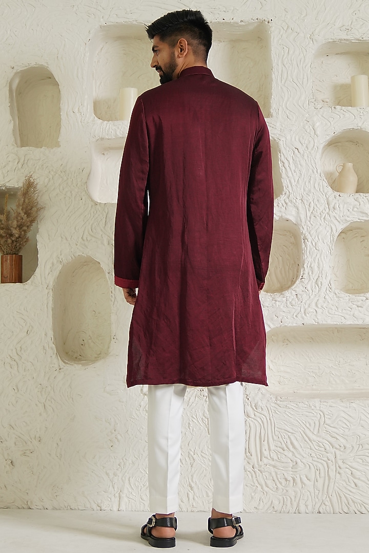 Maroon Silk Kurta by Shreyansh Designs at Pernia's Pop Up Shop
