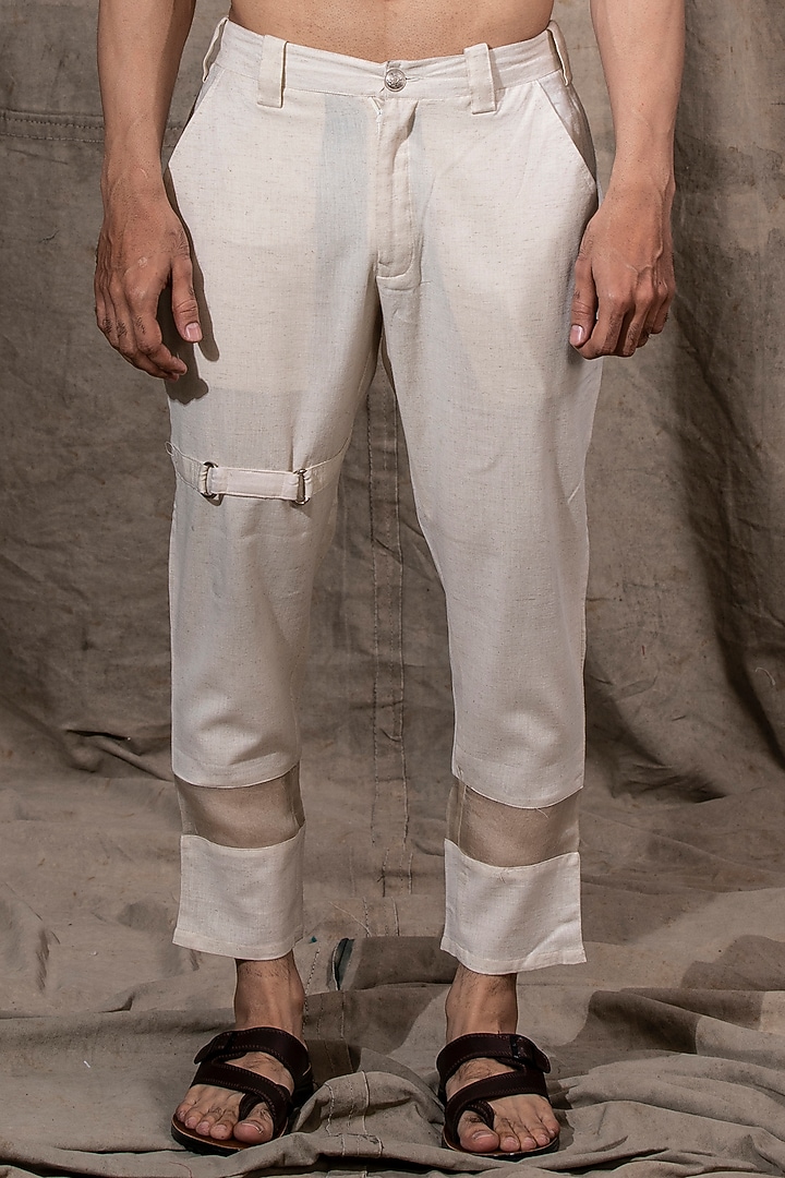 Off-White Cotton Pants by Shreyansh Designs at Pernia's Pop Up Shop