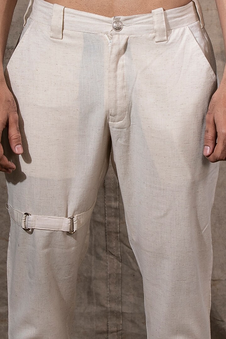 Off-White Cotton Pants by Shreyansh Designs at Pernia's Pop Up Shop