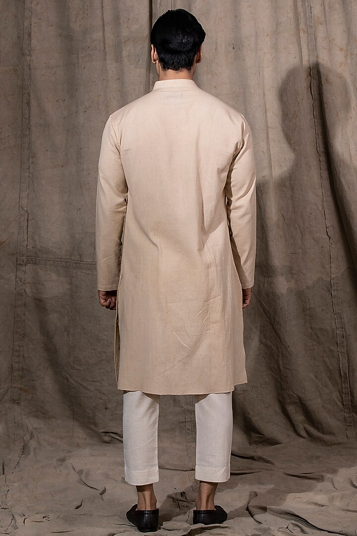 Beige Cotton Linen Kurta by Shreyansh Designs at Pernia's Pop Up Shop