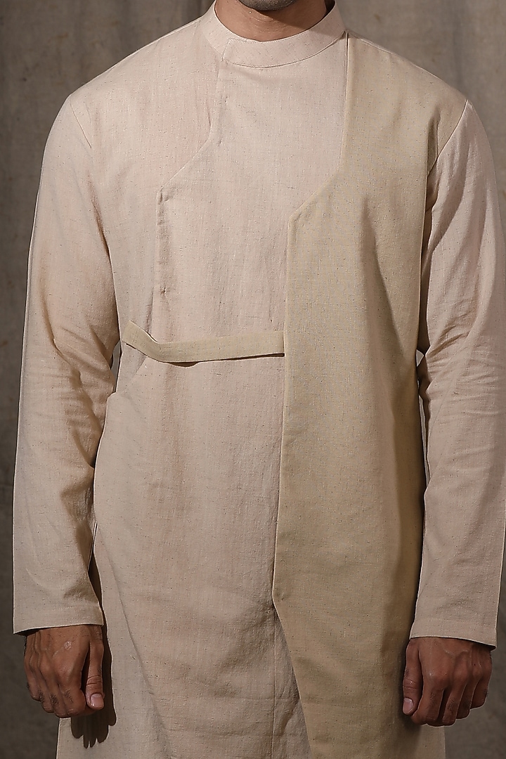Beige Cotton Linen Kurta by Shreyansh Designs at Pernia's Pop Up Shop
