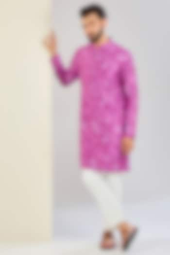 Pink Chanderi Silk Floral Printed Kurta Set by Shreyansh Designs at Pernia's Pop Up Shop