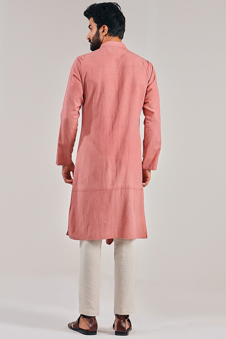 Rust Cotton Linen Kurta by Shreyansh Designs at Pernia's Pop Up Shop