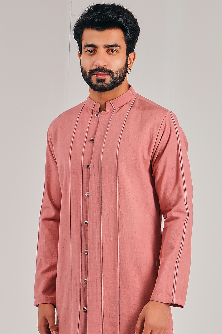 Rust Cotton Linen Kurta by Shreyansh Designs at Pernia's Pop Up Shop