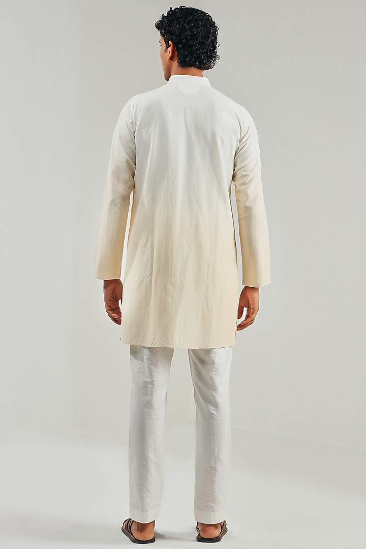 White & Off-White Cotton Silk Kurta by Shreyansh Designs at Pernia's Pop Up Shop