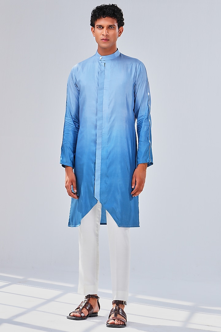 Blue Ombre Cotton Silk Kurta by Shreyansh Designs