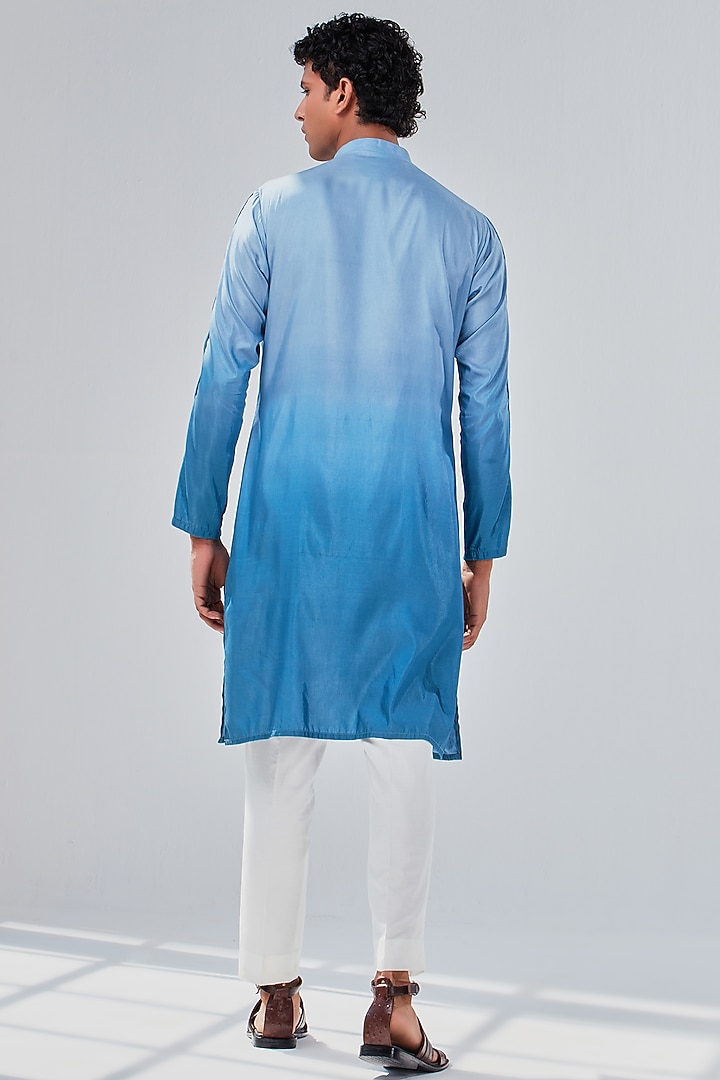 Blue Ombre Cotton Silk Kurta by Shreyansh Designs at Pernia's Pop Up Shop