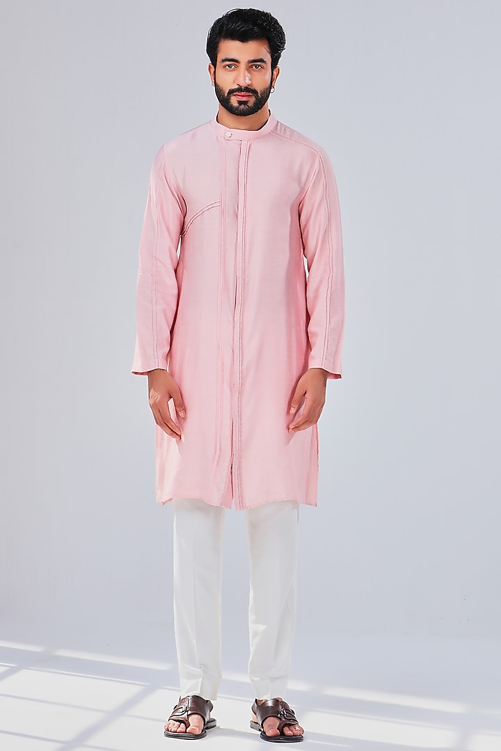Pink Cotton Silk Kurta by Shreyansh Designs