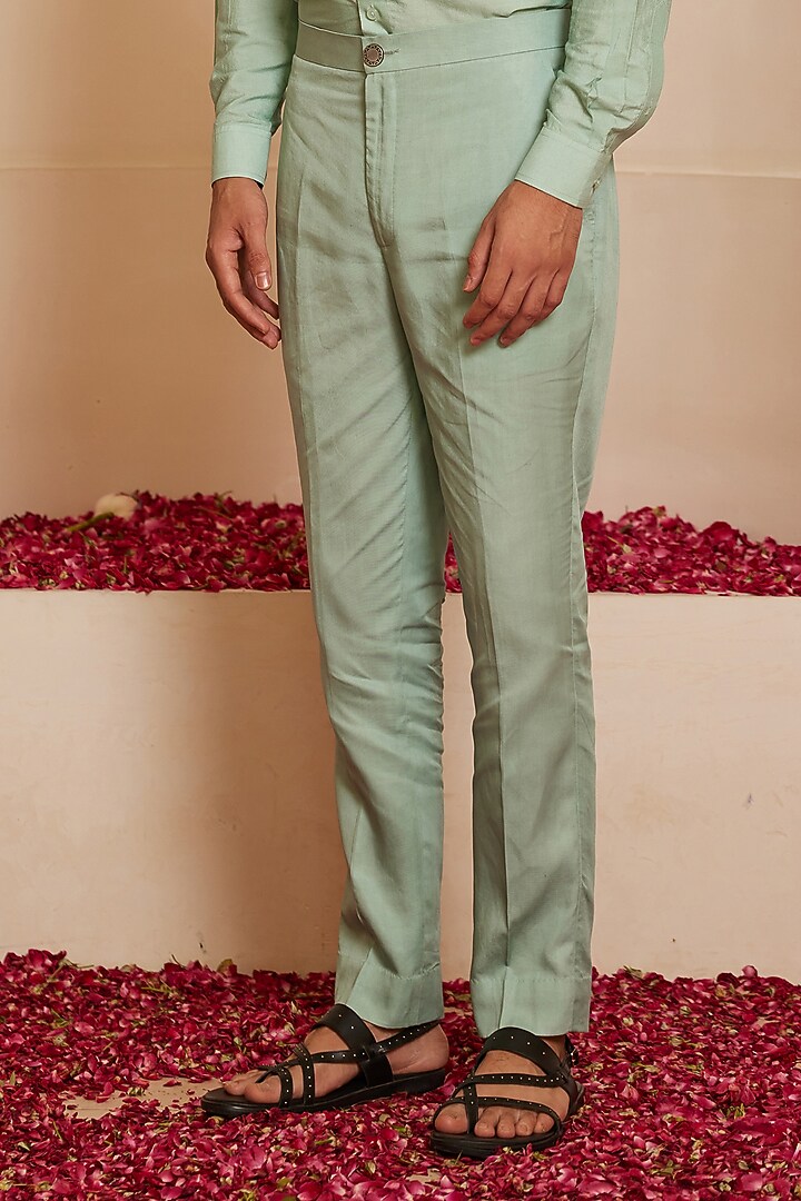 Cyan Blue Cotton Silk Short Kurta Set by Shreyansh Designs at Pernia's Pop Up Shop
