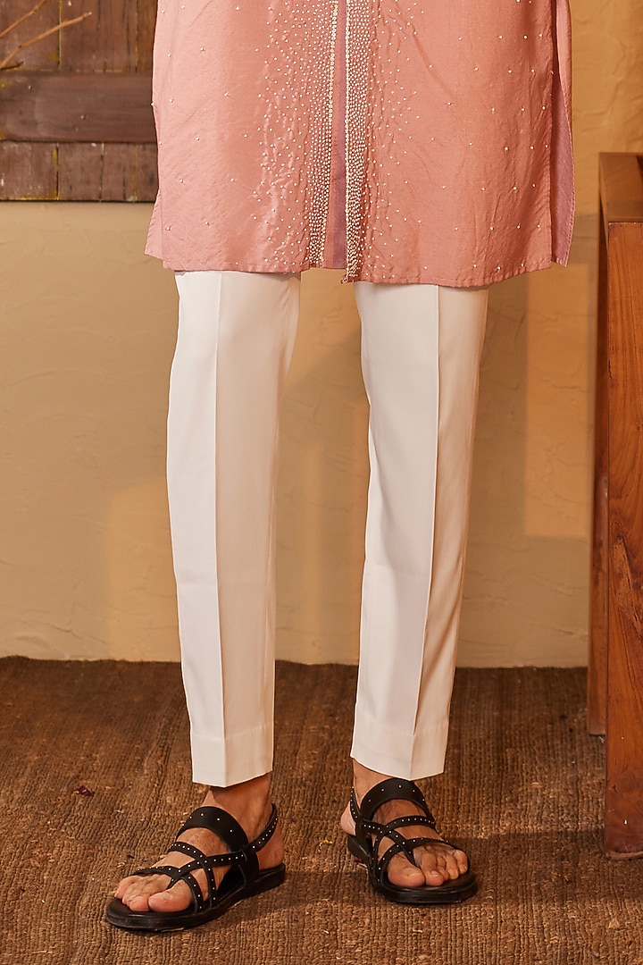 Baby Pink Cotton Silk Sequins Embroidered Kurta Set by Shreyansh Designs at Pernia's Pop Up Shop