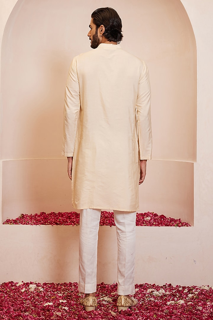 Ivory Cotton Silk Kurta Set by Shreyansh Designs at Pernia's Pop Up Shop