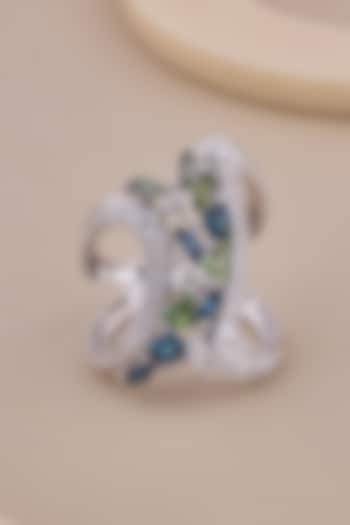 18kt White Gold Finish Diamond & Sapphire Stone Ring by Shine Eternal at Pernia's Pop Up Shop