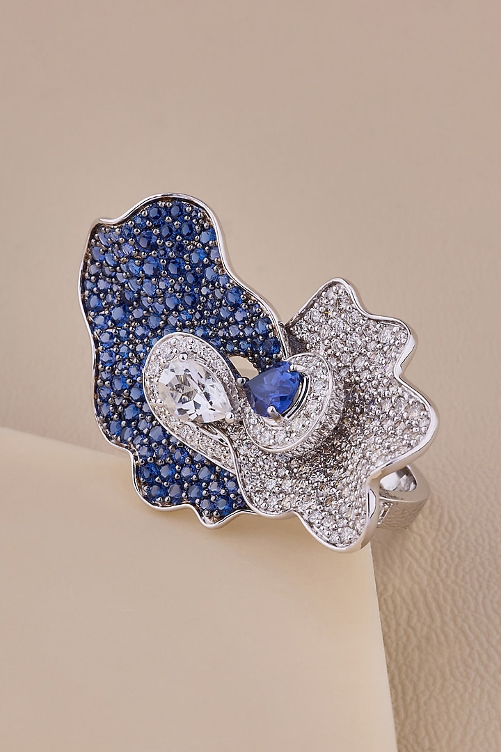 18kt White Gold Finish Diamond & Topaz Stone Ring by Shine Eternal at Pernia's Pop Up Shop