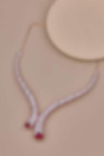 18kt Rose Gold Finish Diamond & Ruby Stone Necklace by Shine Eternal at Pernia's Pop Up Shop