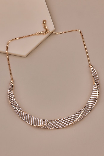 18kt Rose Gold Finish Diamond Weave Necklace by Shine Eternal at Pernia's Pop Up Shop
