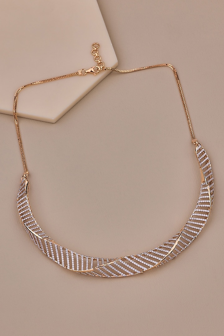 18kt Rose Gold Finish Diamond Weave Necklace by Shine Eternal at Pernia's Pop Up Shop
