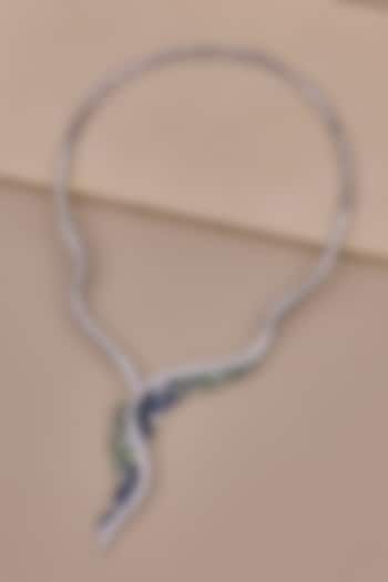 18kt White Gold Finish Diamond & Sapphire Stone Necklace by Shine Eternal at Pernia's Pop Up Shop