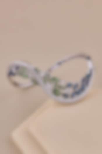 18kt White Gold Finish Diamond & Sapphire Stone Bangle by Shine Eternal at Pernia's Pop Up Shop