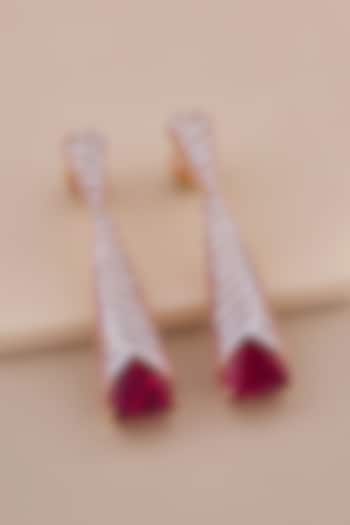 18kt Rose Gold Finish Diamond & Ruby Stone Dangler Earrings by Shine Eternal at Pernia's Pop Up Shop