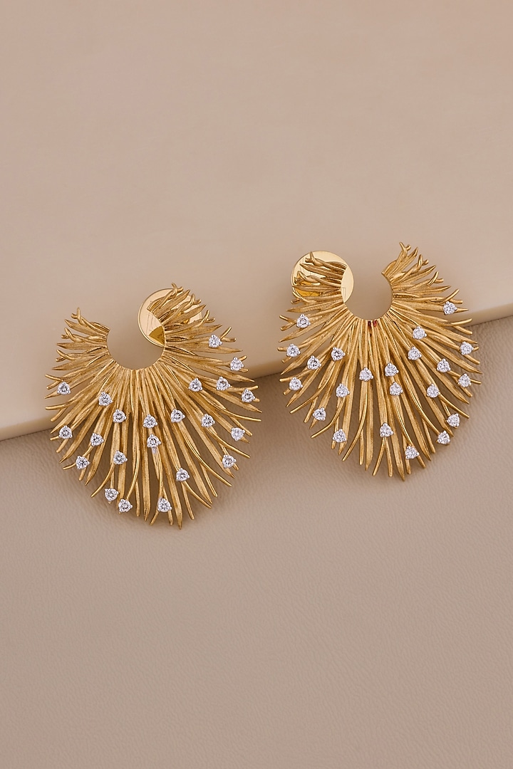 18kt Yellow Gold Finish Diamond Stud Earrings by Shine Eternal at Pernia's Pop Up Shop