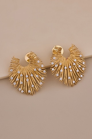 18kt Yellow Gold Finish Diamond Stud Earrings by Shine Eternal