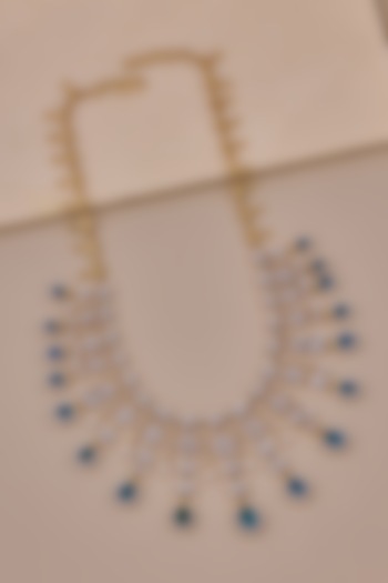 18kt Yellow Gold Finish Diamond & Green Gemstone Necklace by Shine Eternal at Pernia's Pop Up Shop