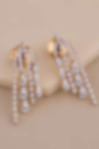 18kt Yellow Gold Finish Pear & Round-Shaped Diamond Chandelier Earrings by Shine Eternal at Pernia's Pop Up Shop