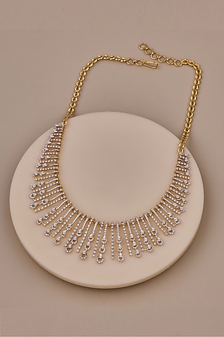 18kt Yellow Gold Finish Round-Shaped Diamond Necklace by Shine Eternal