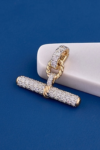 14kt Yellow Gold Finish Round Diamond Link Pendant  by Shine Eternal at Pernia's Pop Up Shop