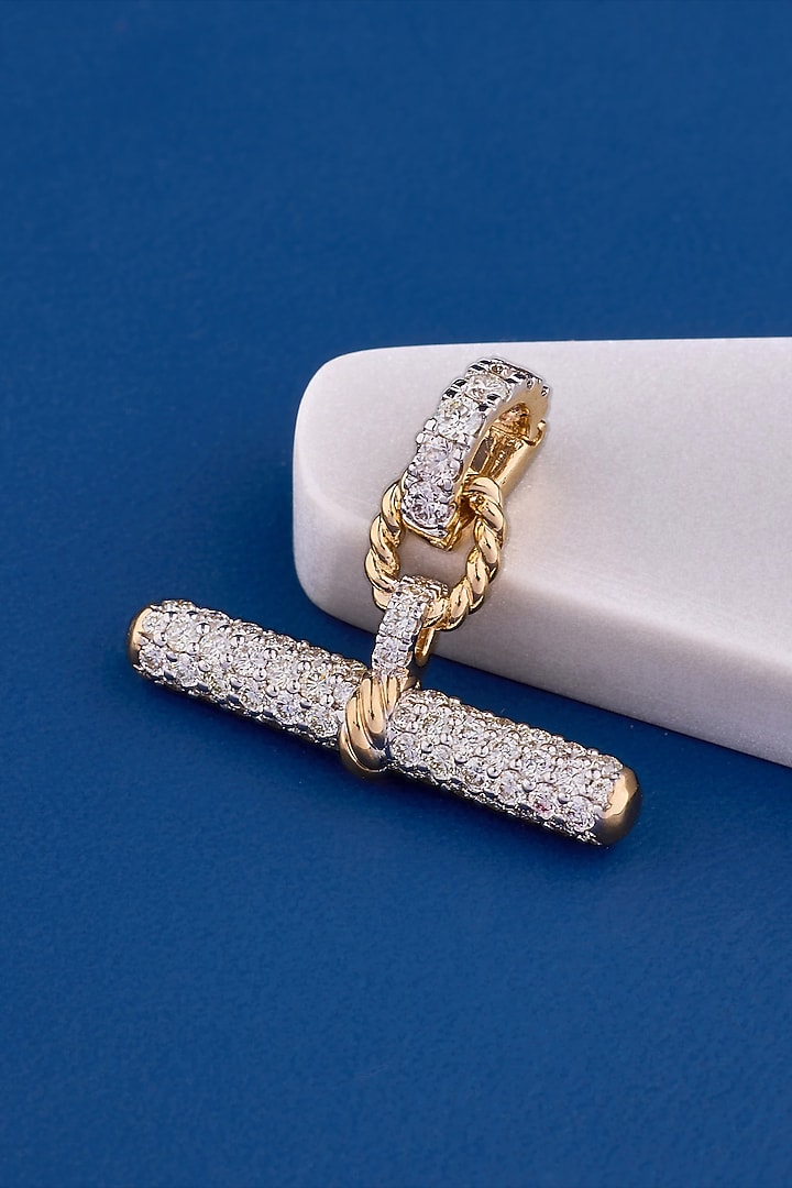 14kt Yellow Gold Finish Round Diamond Link Pendant  by Shine Eternal at Pernia's Pop Up Shop