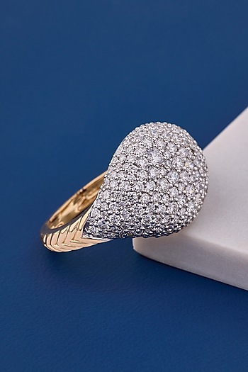 14kt Yellow Gold Finish Round Diamond Dome Ring by Shine Eternal at Pernia's Pop Up Shop