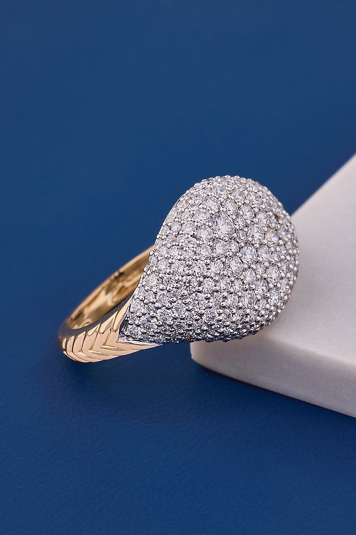 14kt Yellow Gold Finish Round Diamond Dome Ring by Shine Eternal at Pernia's Pop Up Shop