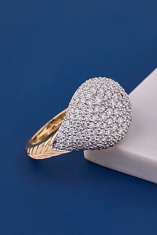 14kt Yellow Gold Finish Round Diamond Dome Ring by Shine Eternal