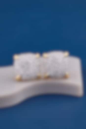 14kt Yellow Gold Finish Round Diamond Cushion Stud Earrings by Shine Eternal at Pernia's Pop Up Shop