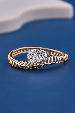 14kt Yellow Gold Finish Diamond Band Ring by Shine Eternal