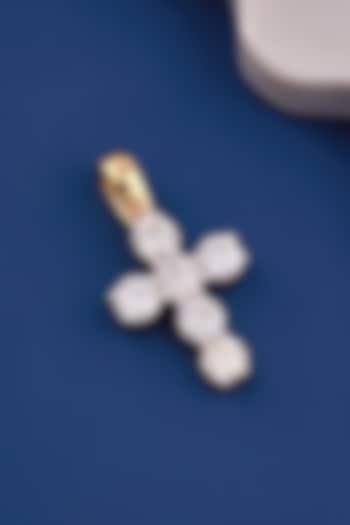 14kt Yellow Gold Finish Round Diamond Cross-Shaped Pendant by Shine Eternal at Pernia's Pop Up Shop