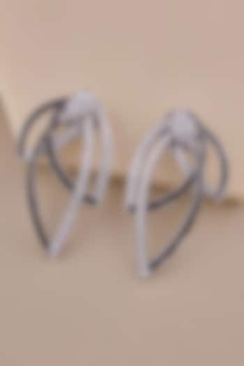 18kt White Gold Finish Diamond & Black Spinel Stone Stud Earrings by Shine Eternal at Pernia's Pop Up Shop