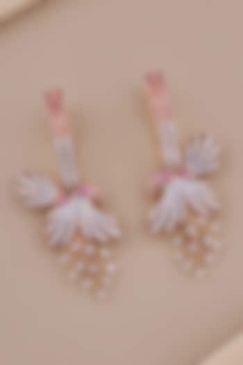 18kt Rose Gold Finish Diamond & Ruby Stone Dangler Earrings by Shine Eternal at Pernia's Pop Up Shop