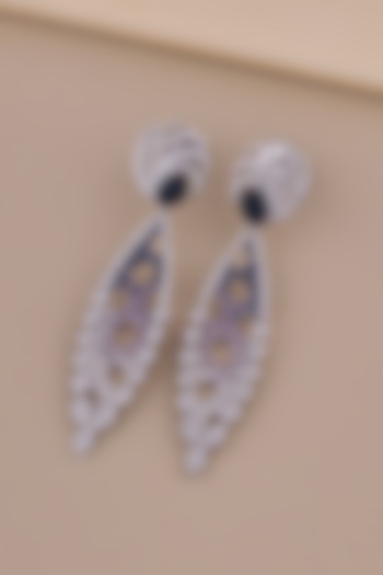 18kt White Gold Finish Diamond & Amethyst Stone Dangler Earrings by Shine Eternal at Pernia's Pop Up Shop