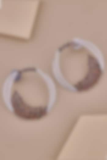 18kt White Gold Finish Diamond & Smoky Brown Stone Hoop Earrings by Shine Eternal at Pernia's Pop Up Shop