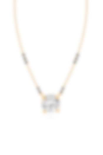 18kt Yellow Gold Finish Round-Cut Solitaire Diamond Mangalsutra Necklace by Shine Eternal at Pernia's Pop Up Shop