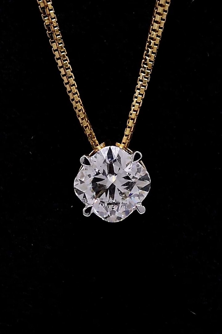 18kt Yellow Gold Finish Solitaire Diamond Pendant Necklace by Shine Eternal at Pernia's Pop Up Shop