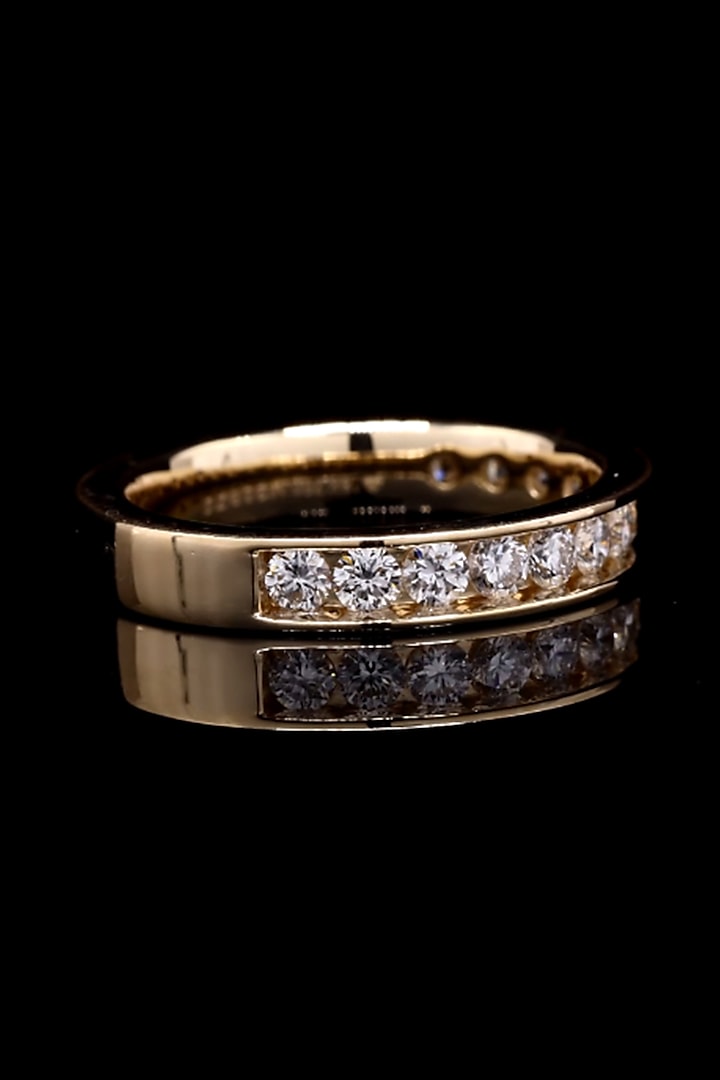 18kt Yellow Gold Finish Round-Cut Diamond Half Eternity Band Ring by Shine Eternal at Pernia's Pop Up Shop